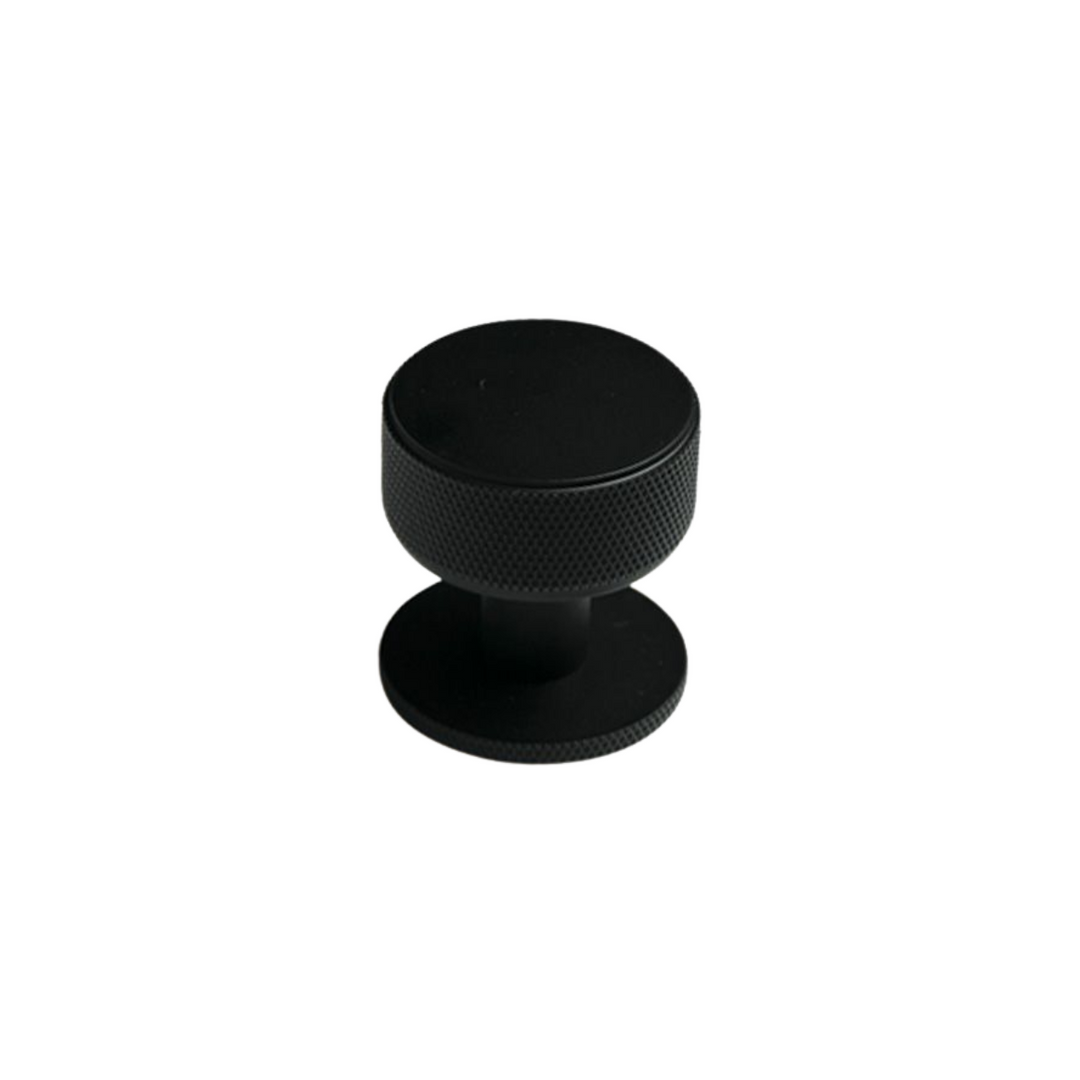Belgravia Knurled Solid Brass Round Knob Matt Black 35mm