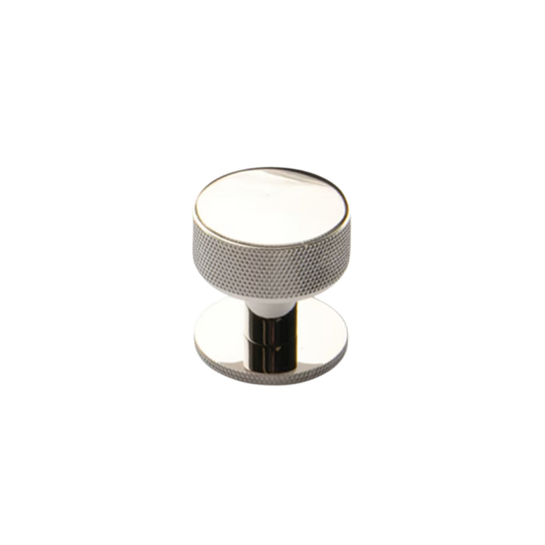 Belgravia Knurled Solid Brass Round  Knob Polished Nickel 35mm