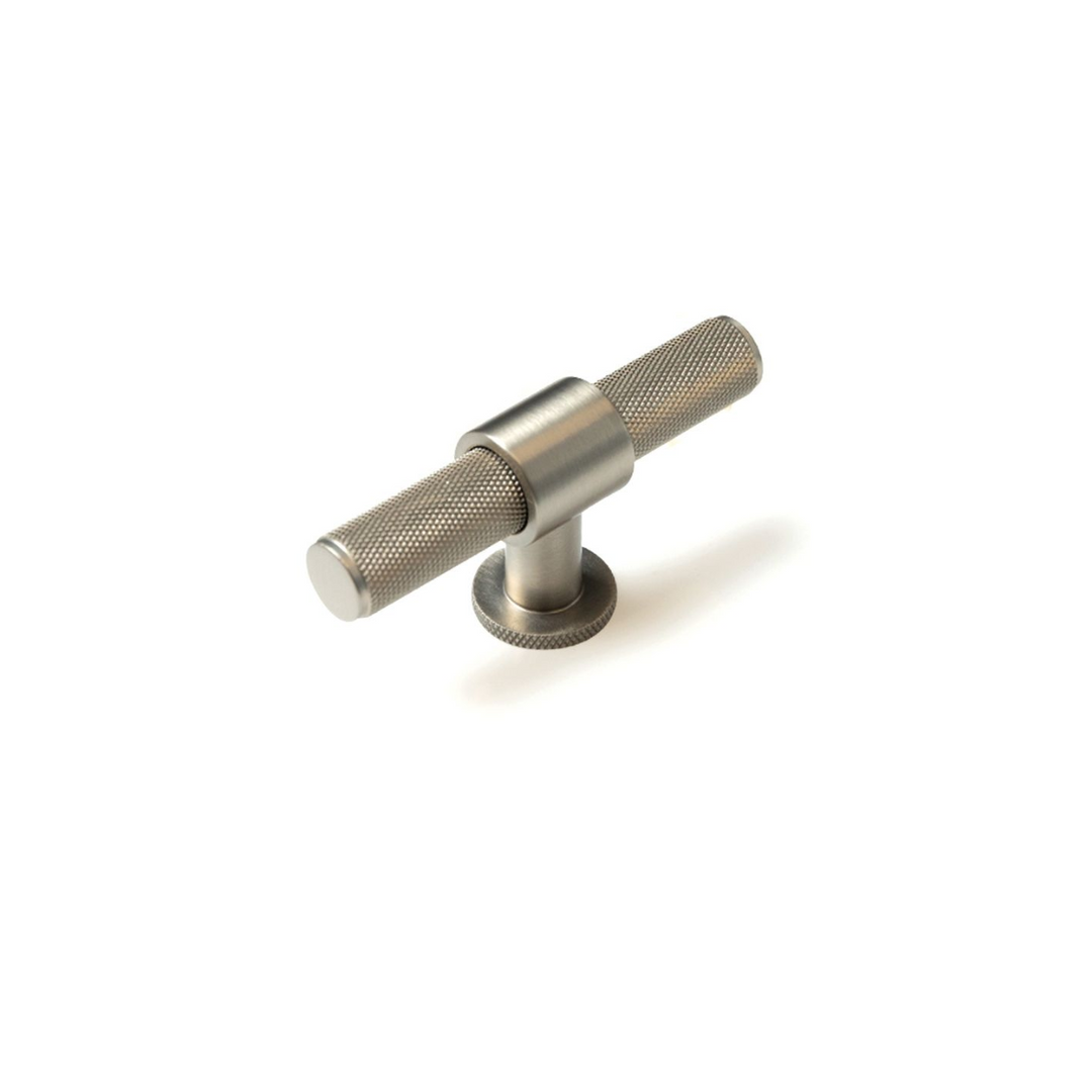 Belgravia Knurled Solid Brass T Knob Dull Brushed Nickel 82mm