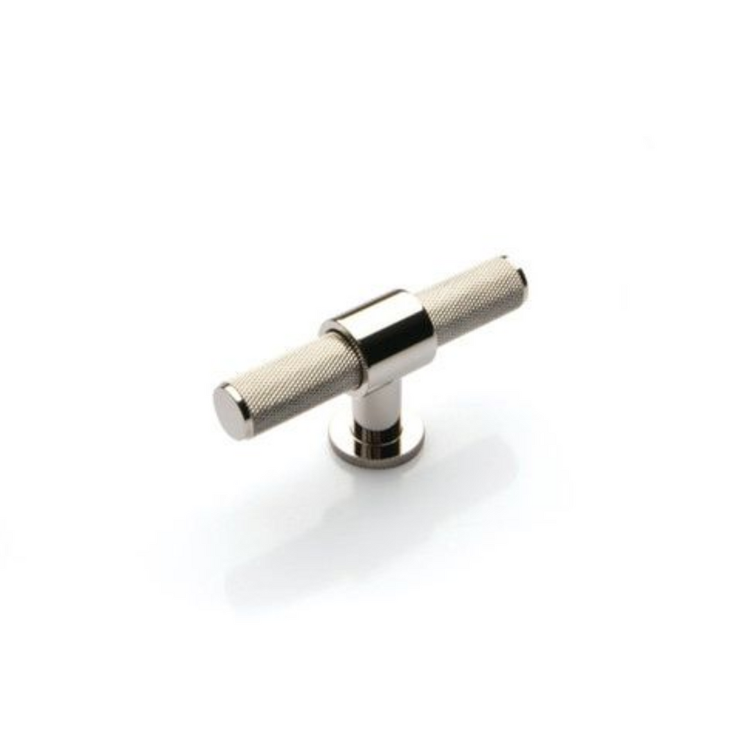 Belgravia Knurled Solid Brass T Knob Polished Nickel 82mm
