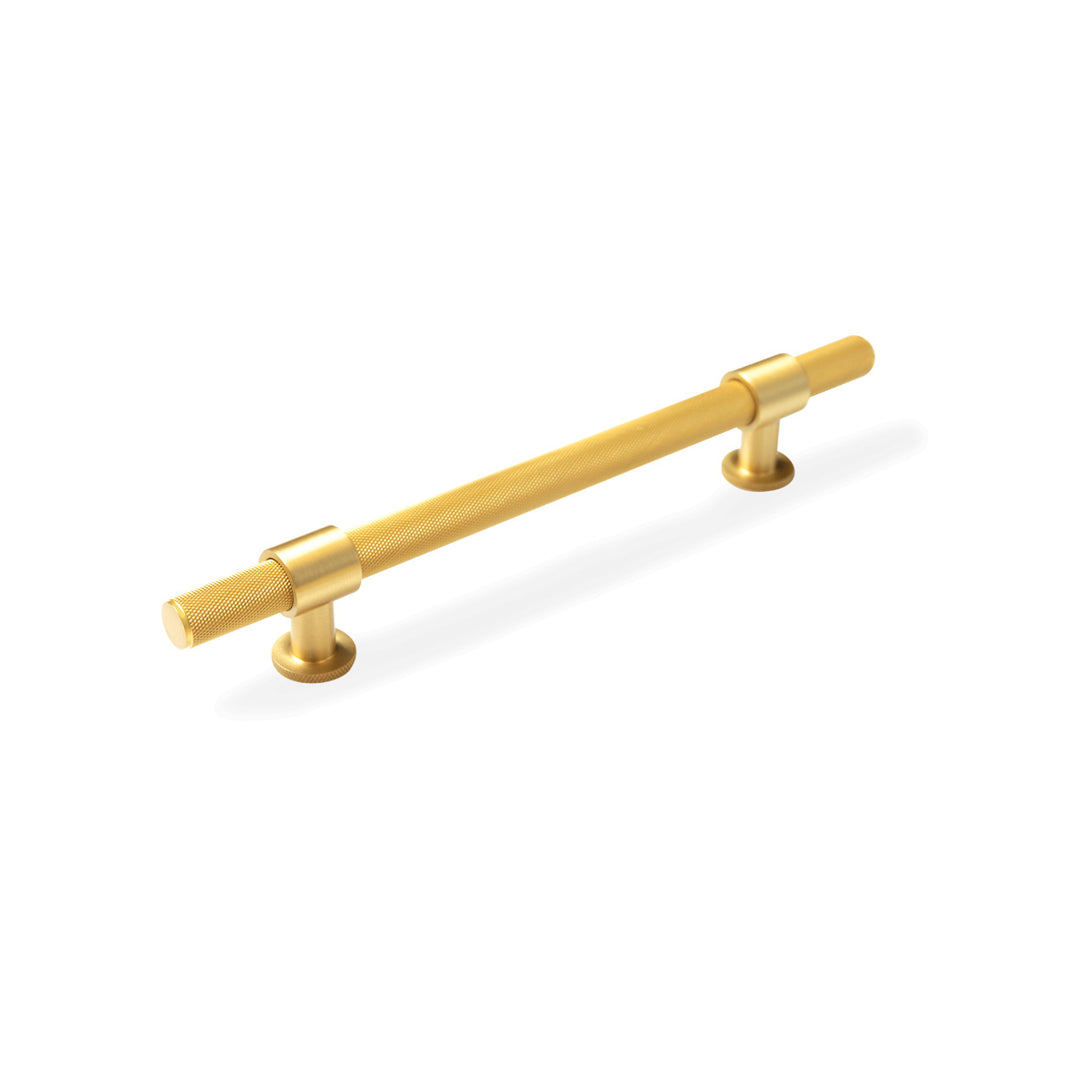Belgravia Knurled Solid Brass Bar Pull Brushed Satin Brass 160mm