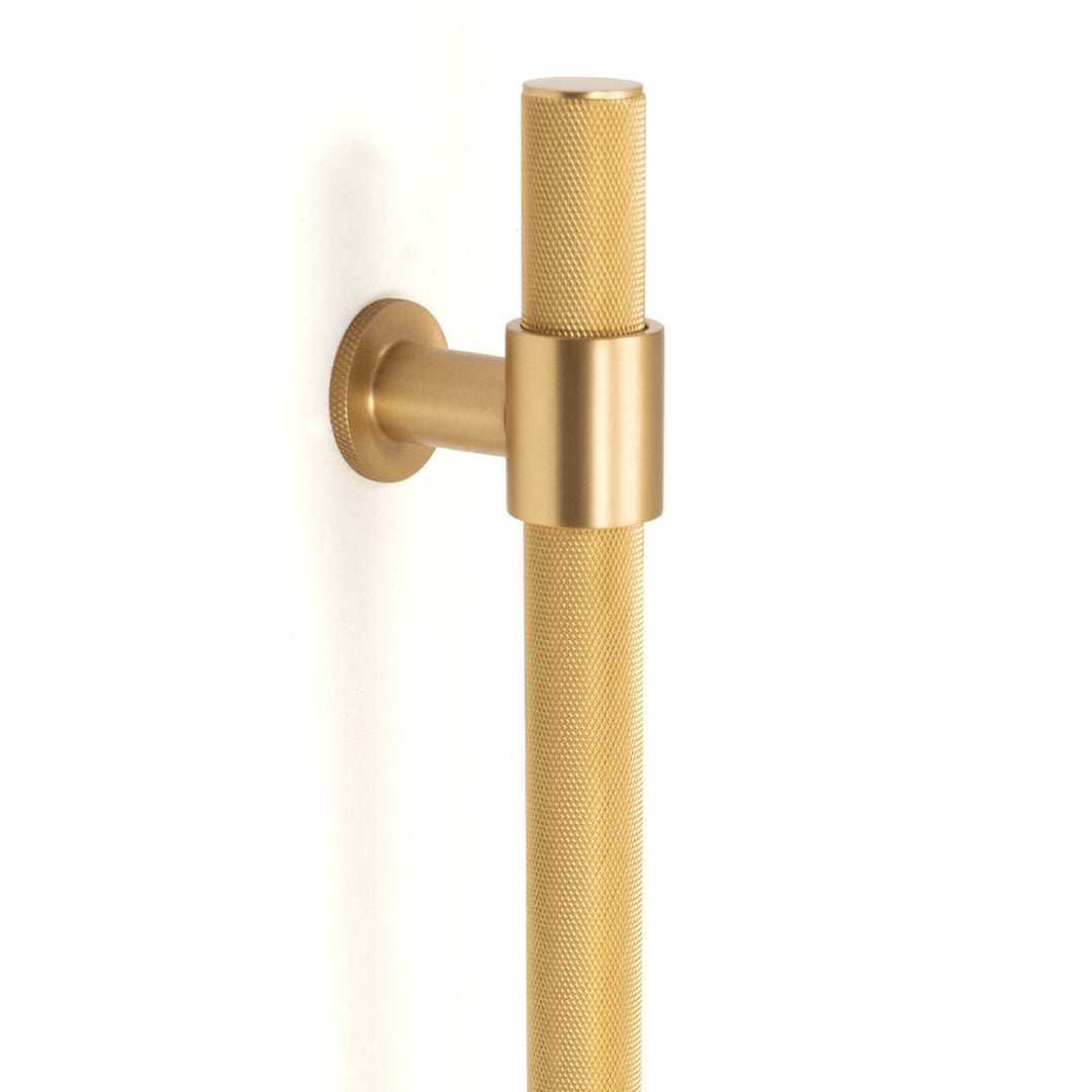 Belgravia Knurled Entry Pull Handle Brushed Satin Brass