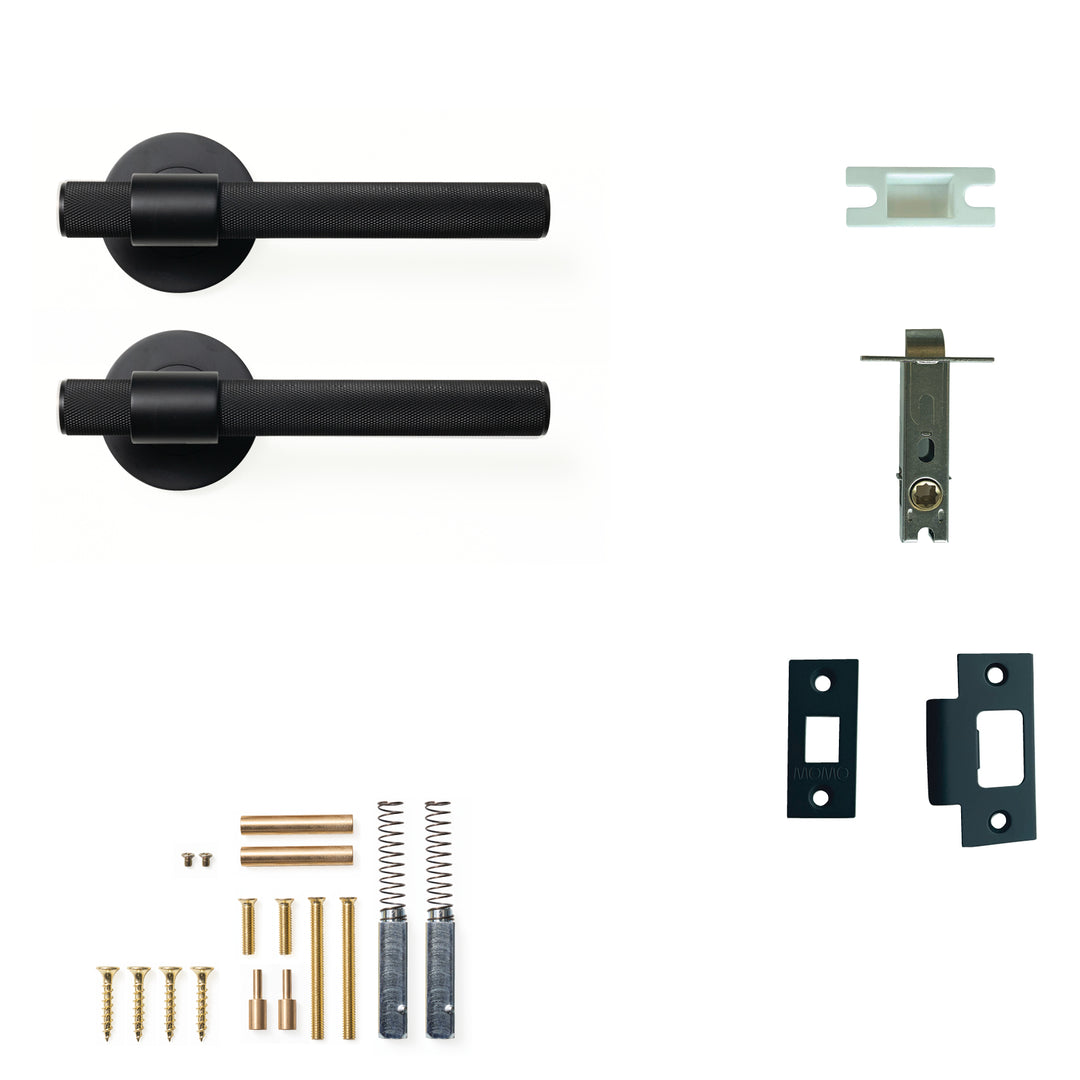 Belgravia Knurled Lever Passage Set Matt Black