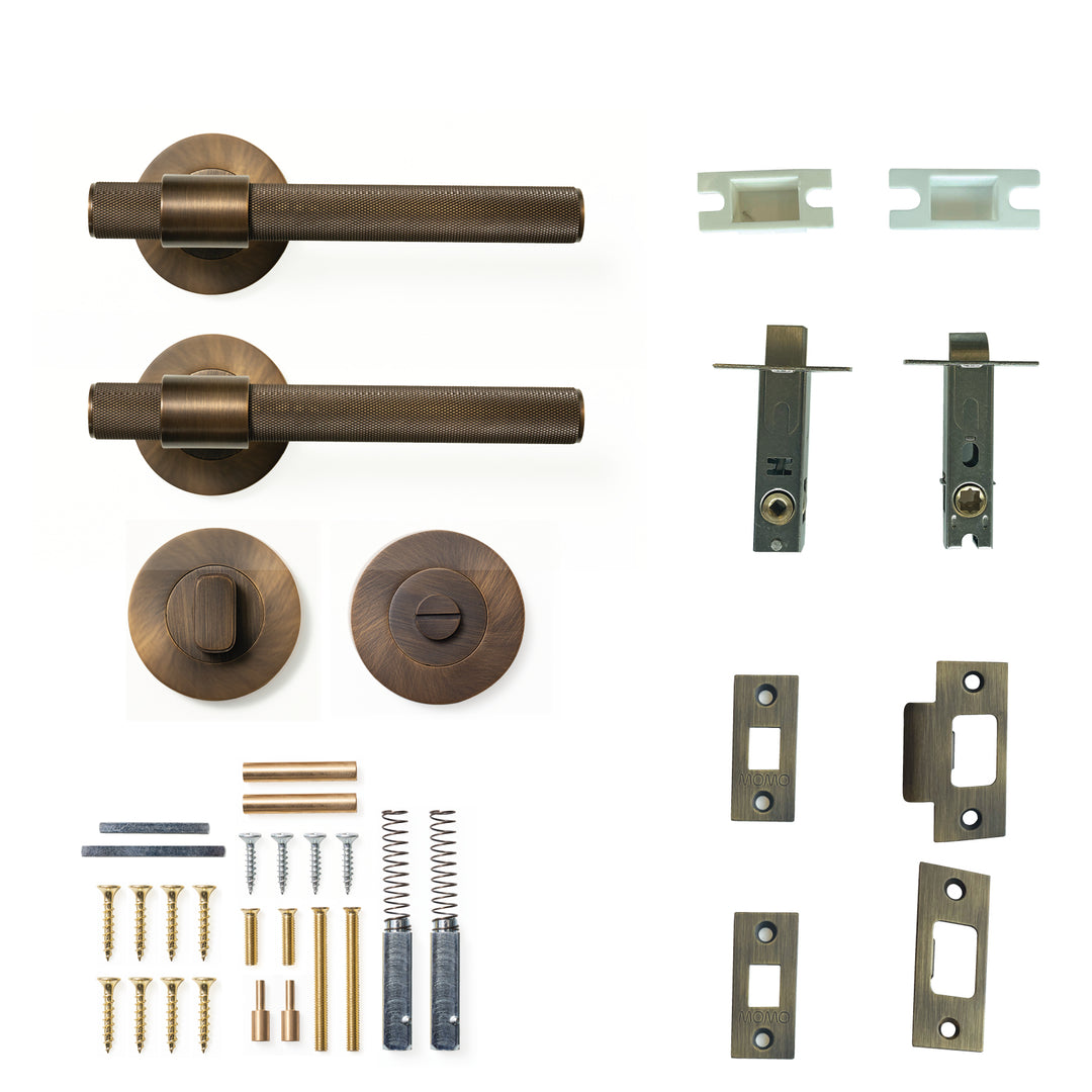 Belgravia Knurled Lever Privacy Set Bronze