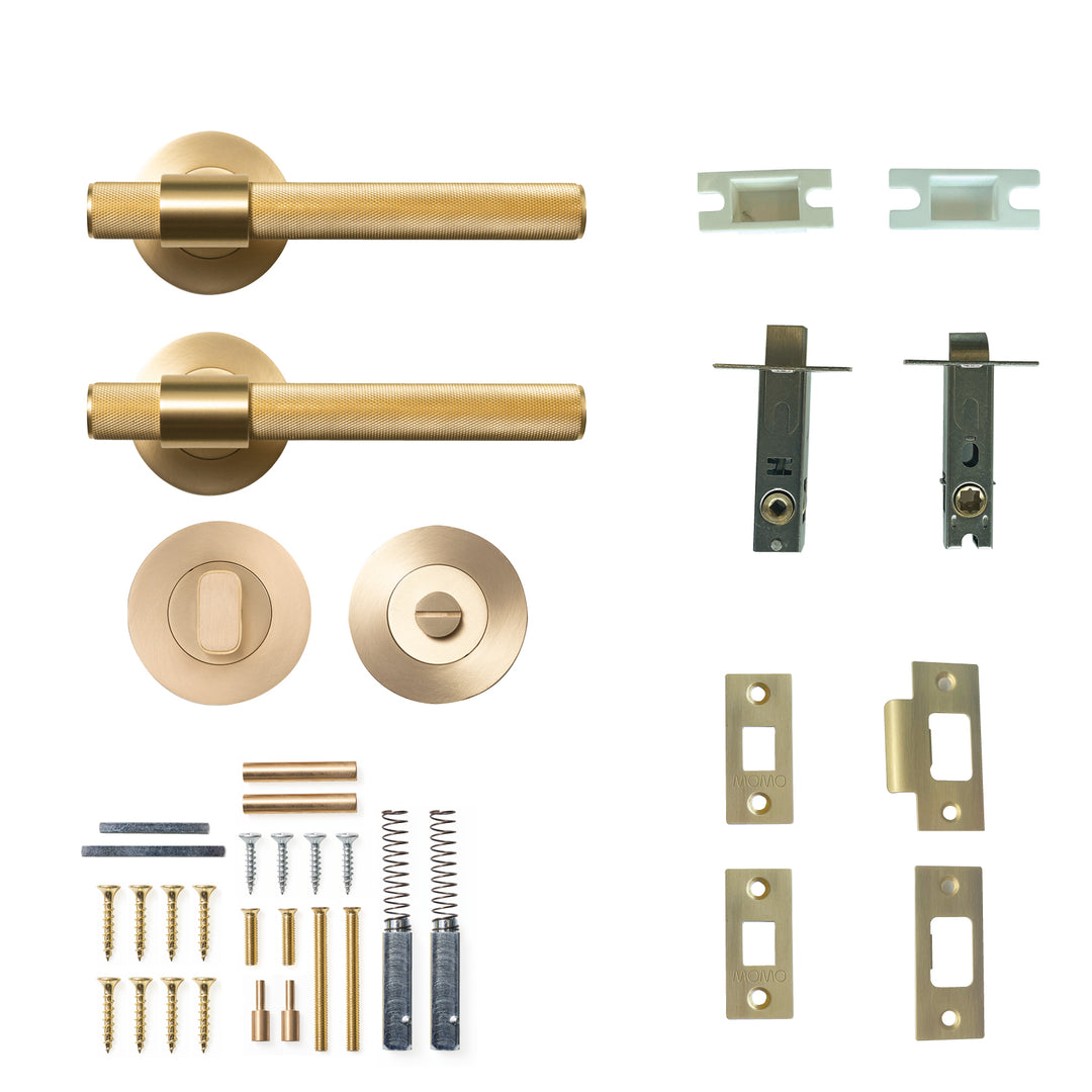 Belgravia Knurled Lever Privacy Set Brushed Satin Brass