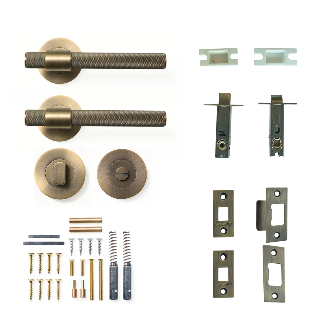 Belgravia Knurled Lever Privacy Set Dark Brushed Brass