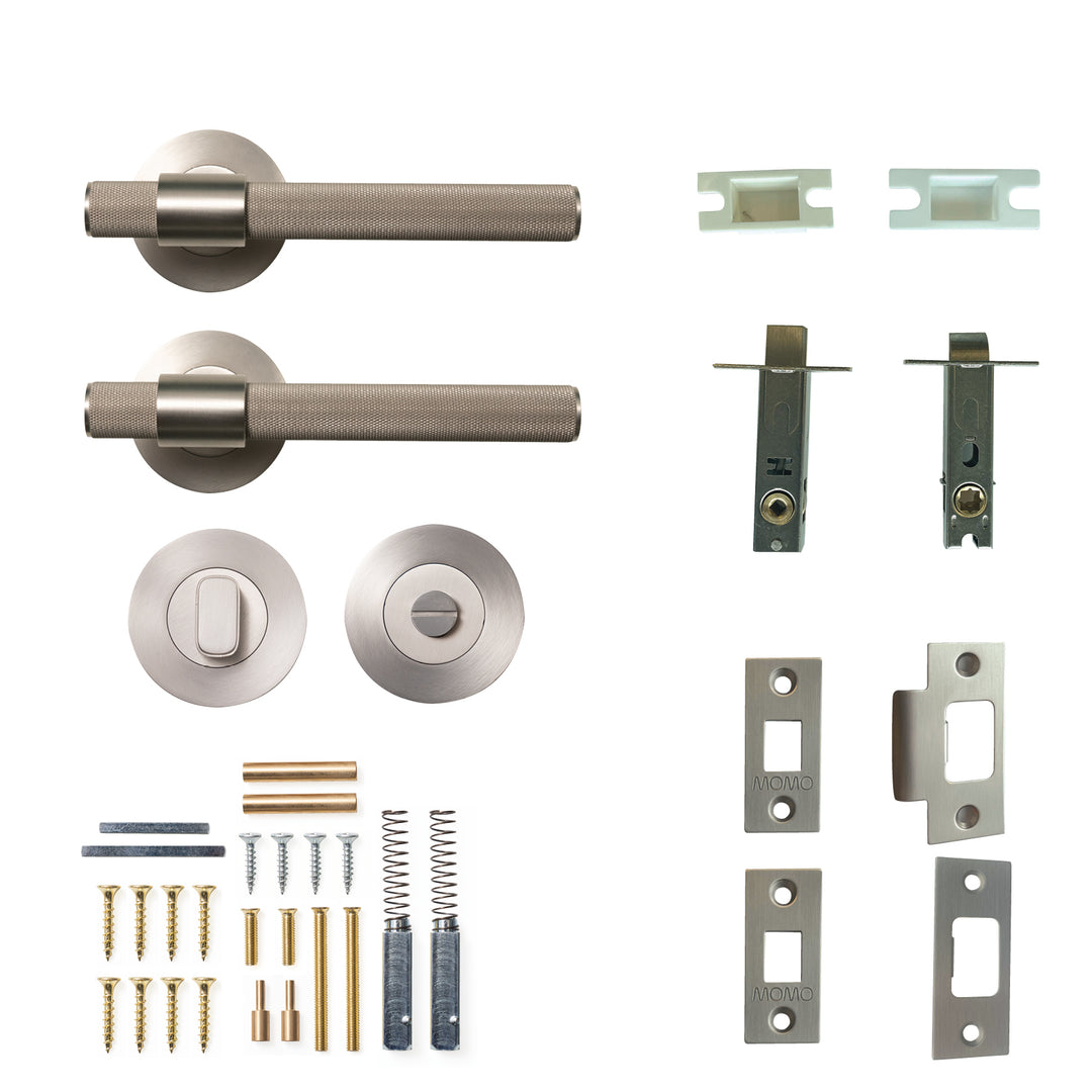 Belgravia Knurled Lever Privacy Set Dull Brushed Nickel