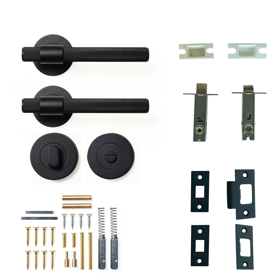 Belgravia Knurled Lever Privacy Set Matt Black