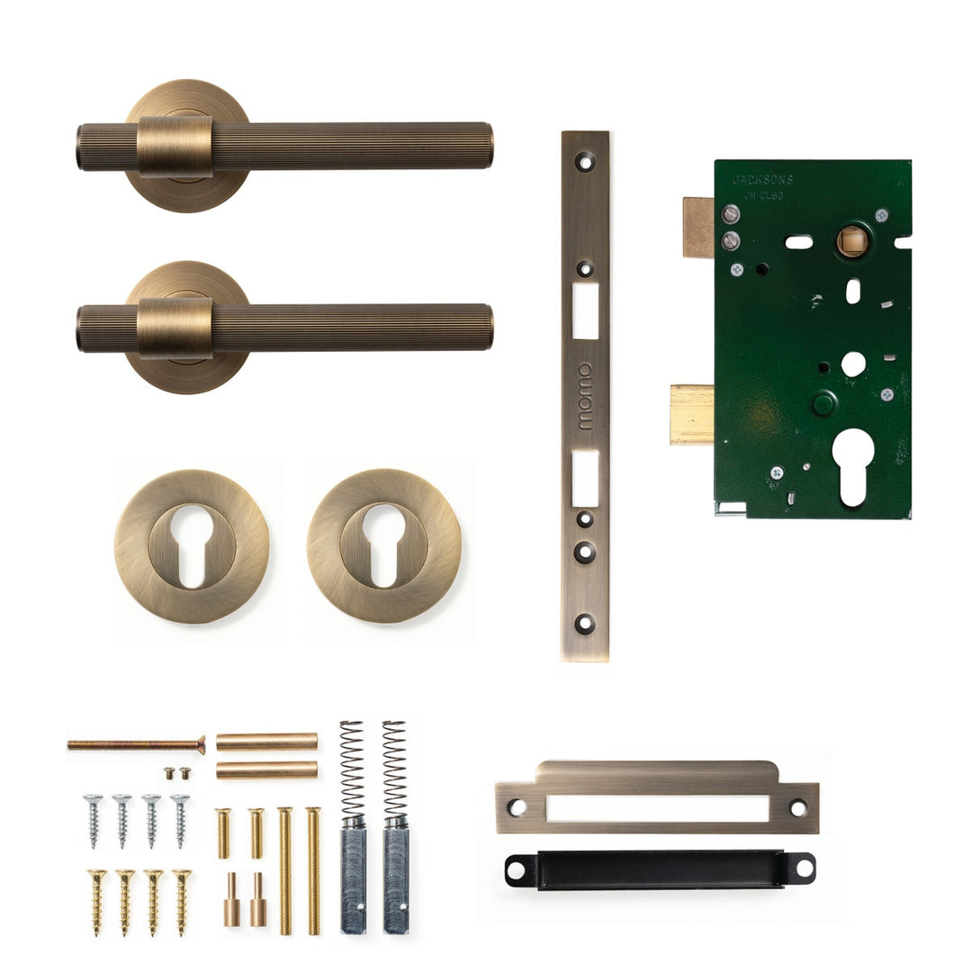 Belgravia Lined Lever Mortice Entrance Set Dark Brushed Brass