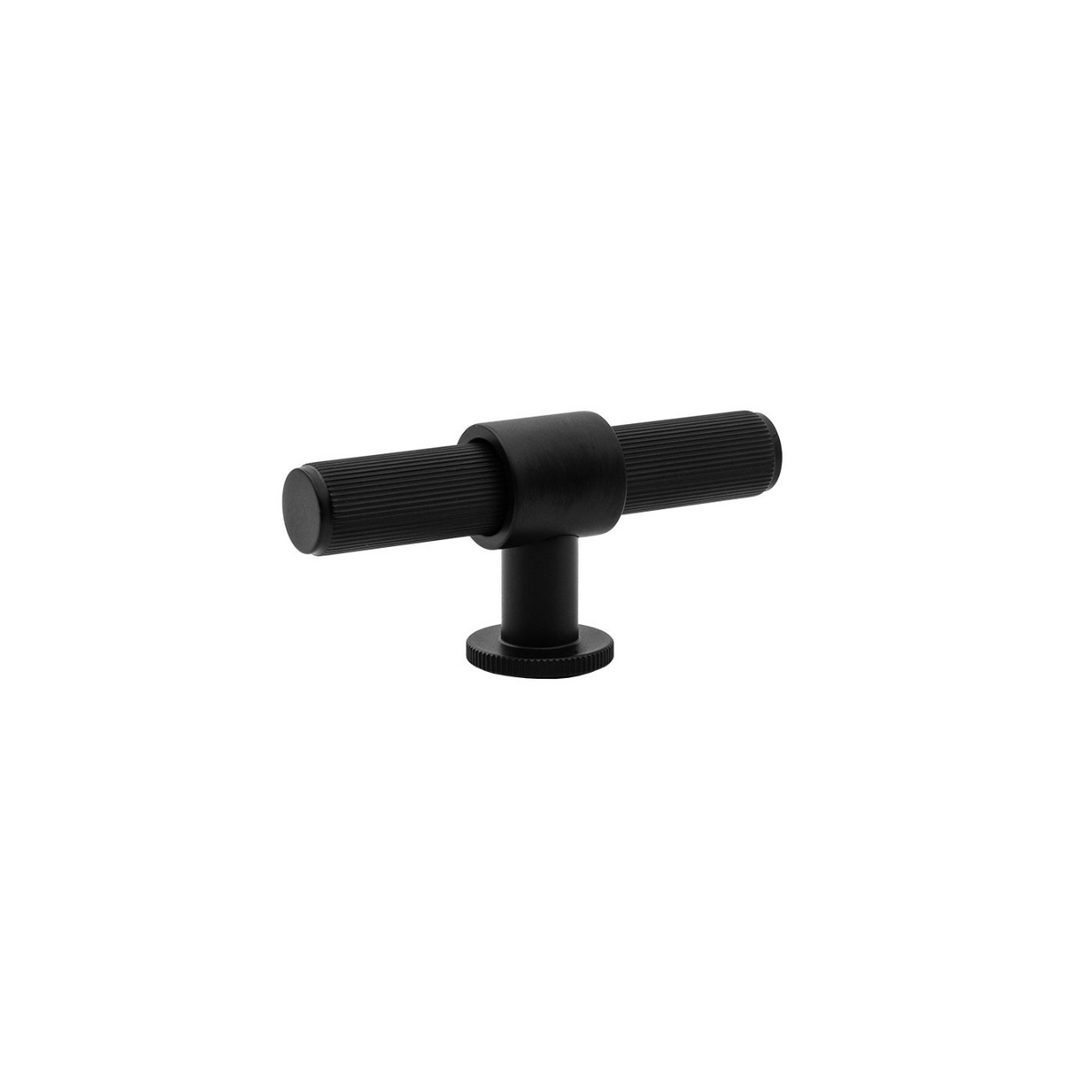Belgravia Lined Solid Brass T Knob Matt Black 82mm