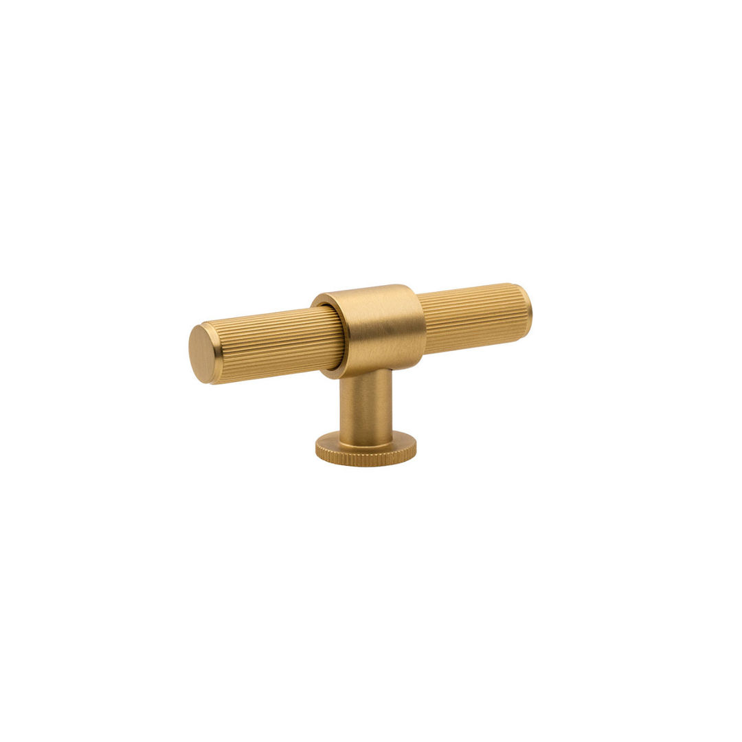 Belgravia Lined Solid Brass T Knob Brushed Satin Brass 82mm