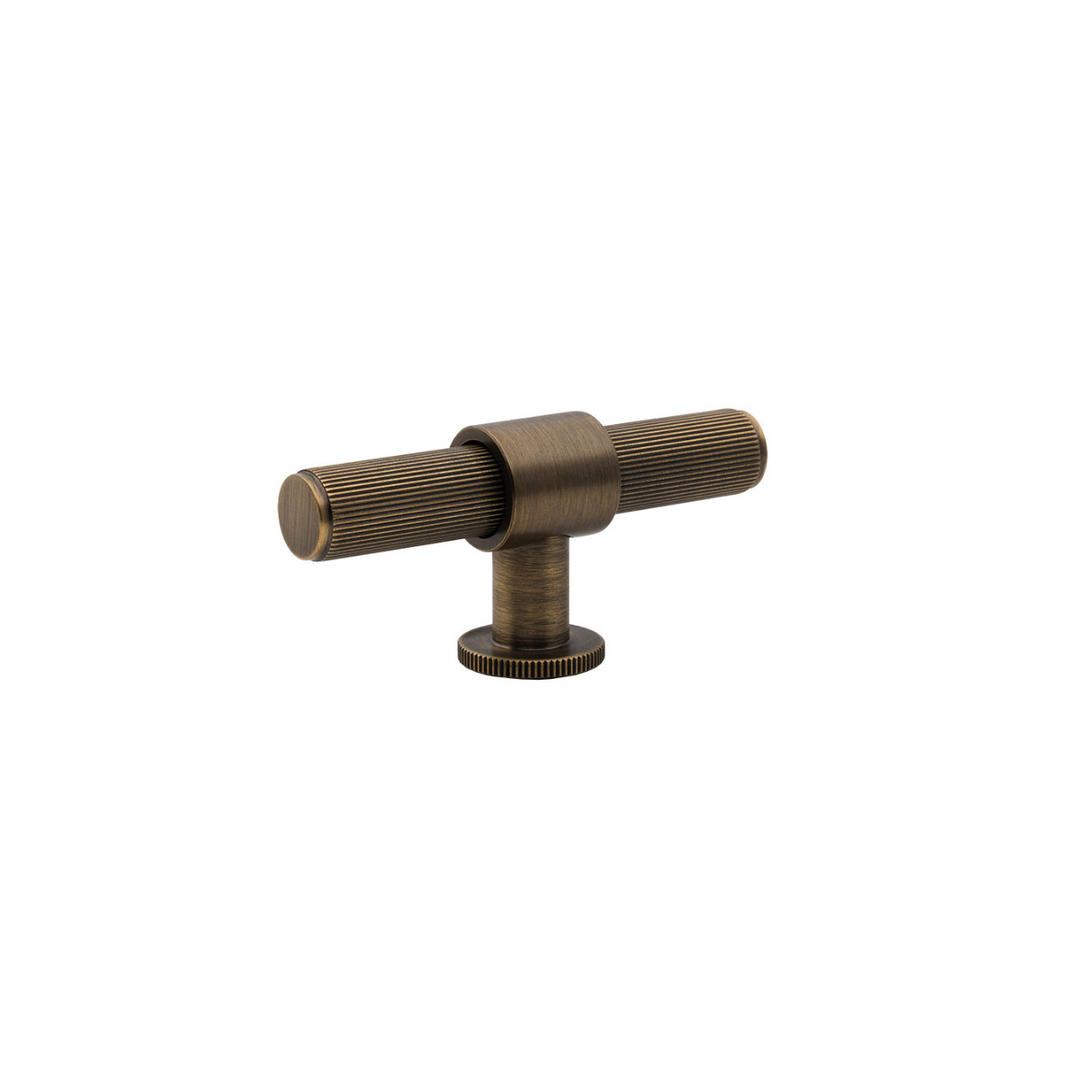 Belgravia Lined Solid Brass T Knob Dark Brushed Brass 82mm