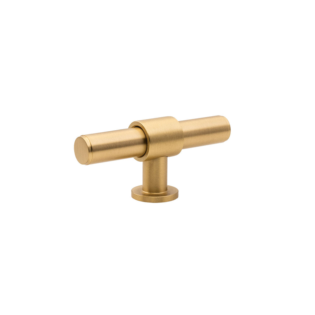 Belgravia Plain Solid Brass T Knob Brushed Satin Brass 82mm