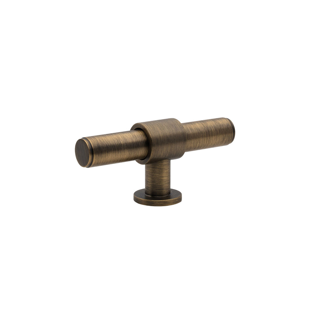 Belgravia Plain Solid Brass T Knob Dark Brushed Brass 82mm