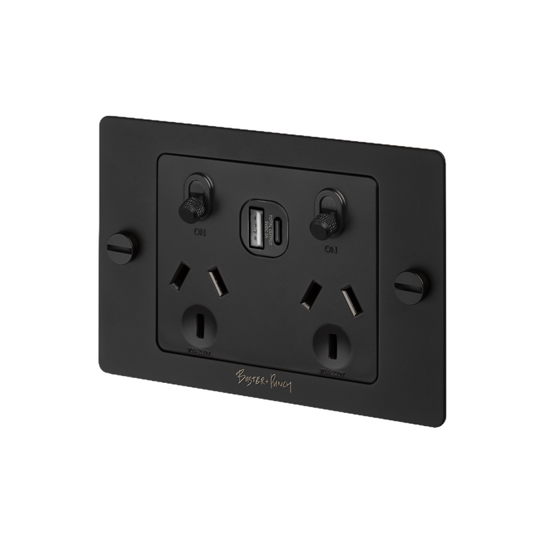2G GPO Socket / USB A+C / Black