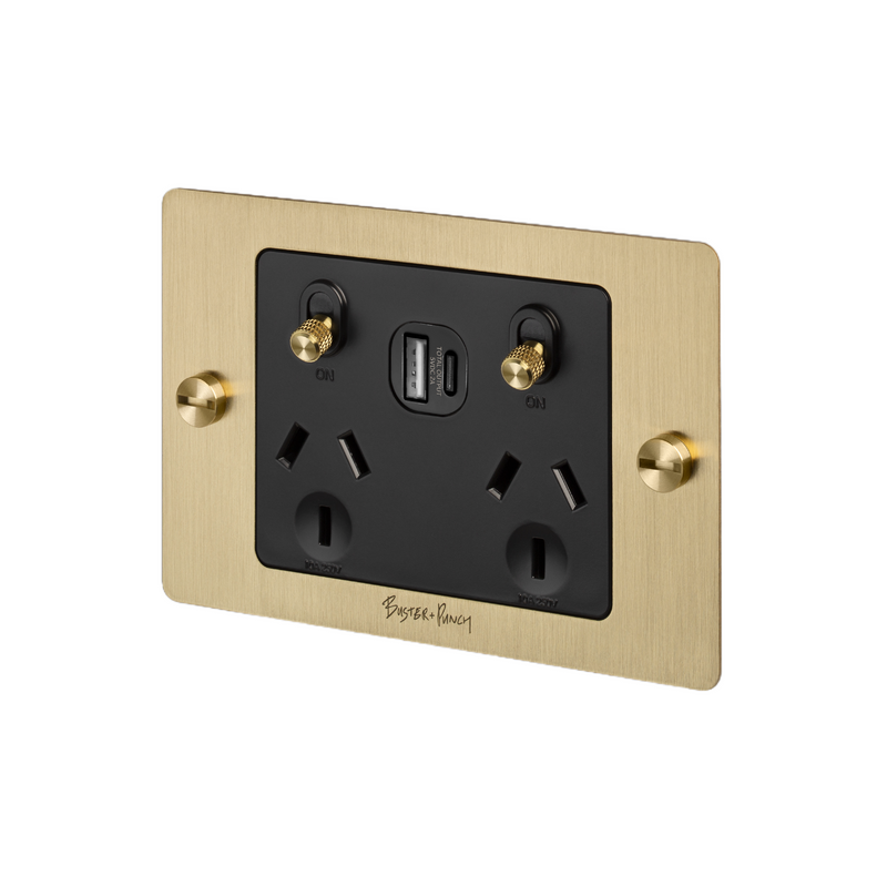 2G GPO Socket / USB A+C / Brass