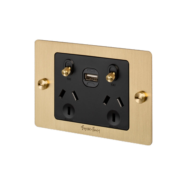 2G GPO Socket / USB / Brass