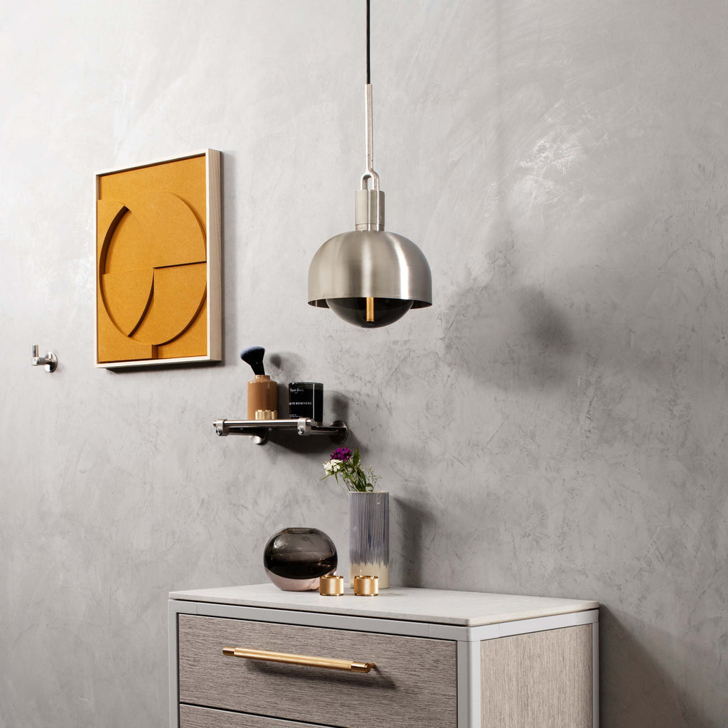 Forked Pendant / Shade / Globe / Smoked / Medium / Steel