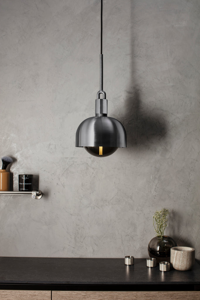 Forked Pendant / Shade / Globe / Smoked / Large / Gun Metal