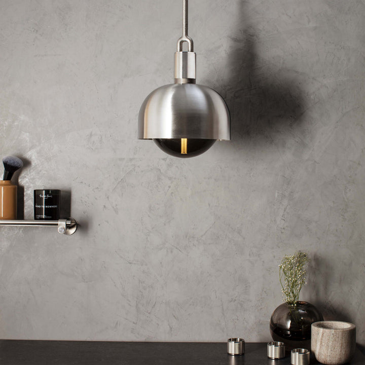 Forked Pendant / Shade / Globe / Smoked / Medium / Steel