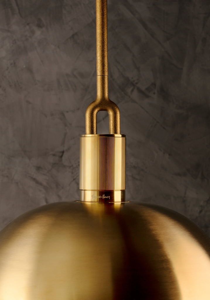 Forked Pendant / Shade / Globe / Opal / Large / Brass