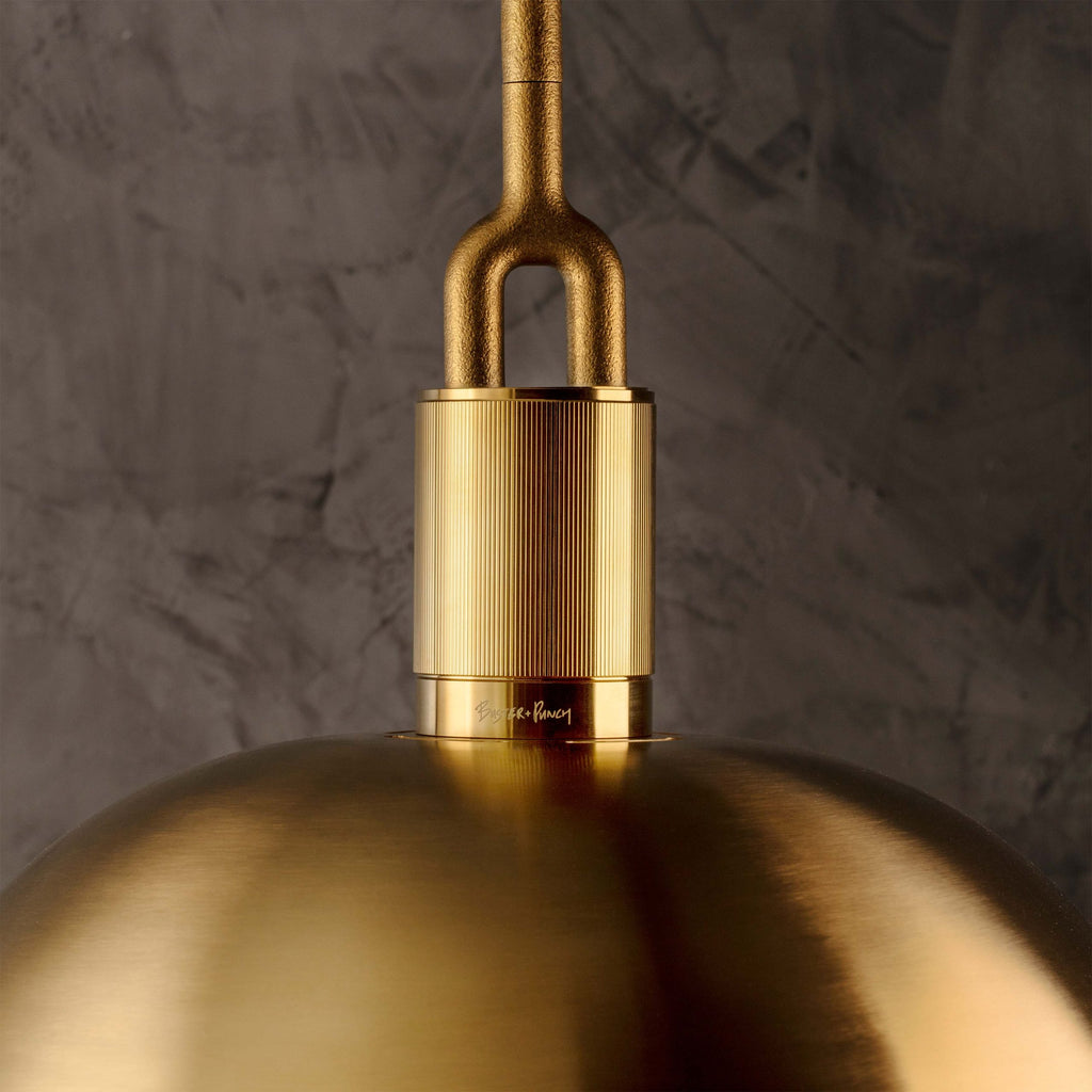 Forked Pendant / Shade / Globe / Smoked / Medium / Brass