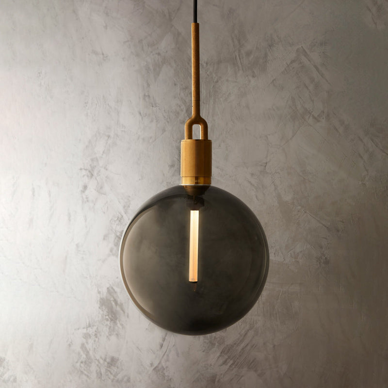 Forked Pendant / Globe / Smoked / Large / Brass