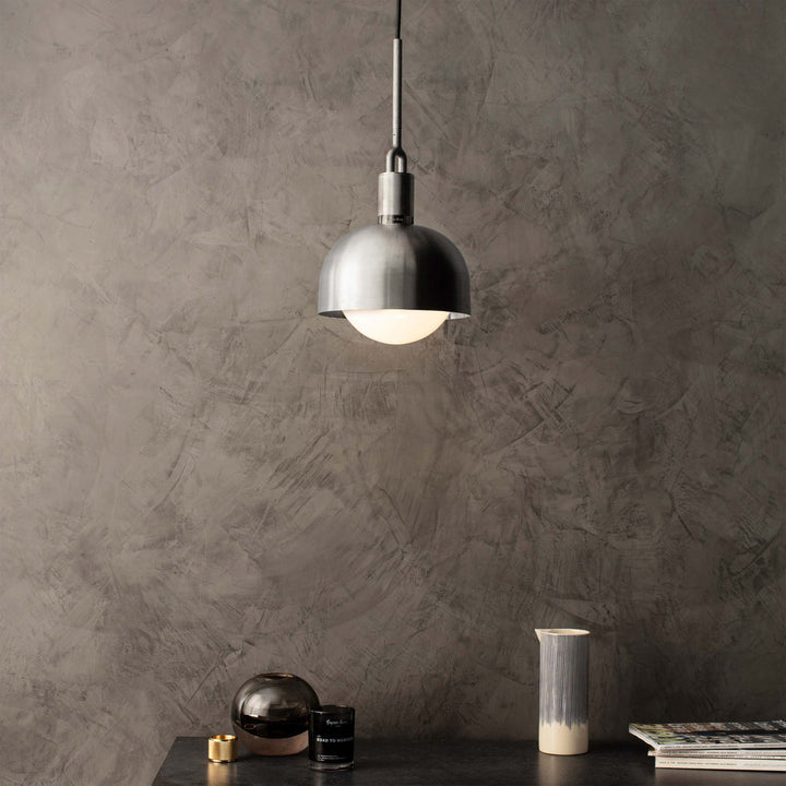 Forked Pendant / Shade / Globe / Opal / Medium / Steel