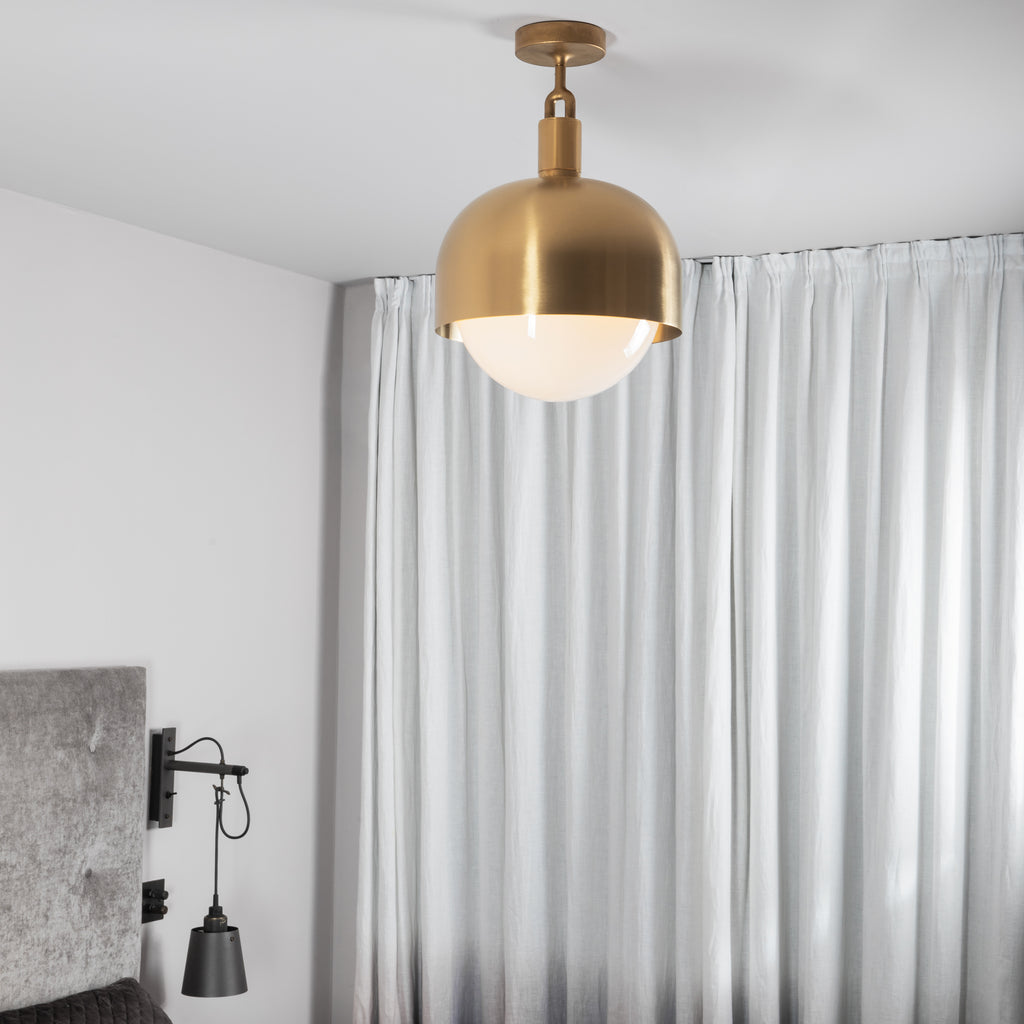 Forked Ceiling / Shade / Globe / Opal / Large / Brass