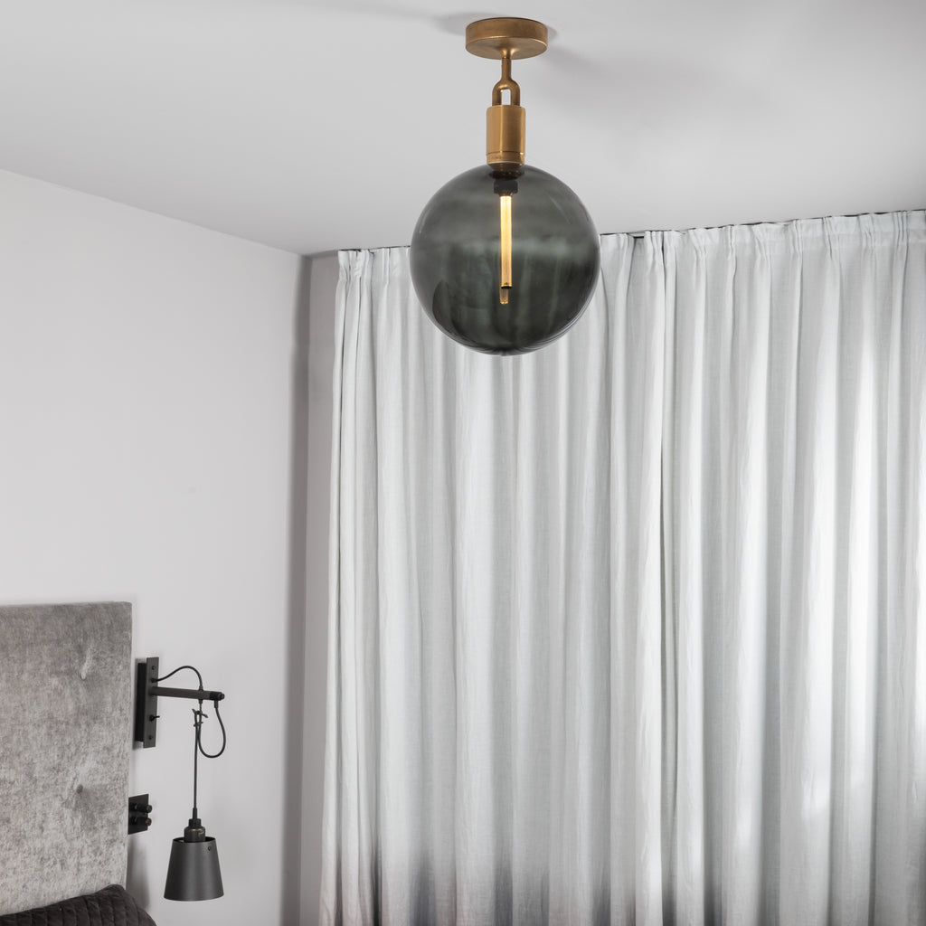 Forked Ceiling / Globe / Smoked / Large / Brass
