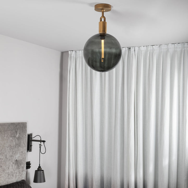 Forked Ceiling / Globe / Smoked / Large / Brass