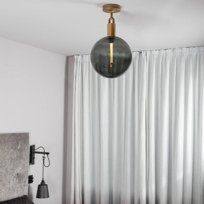 Forked Ceiling / Globe / Smoked / Large / Brass