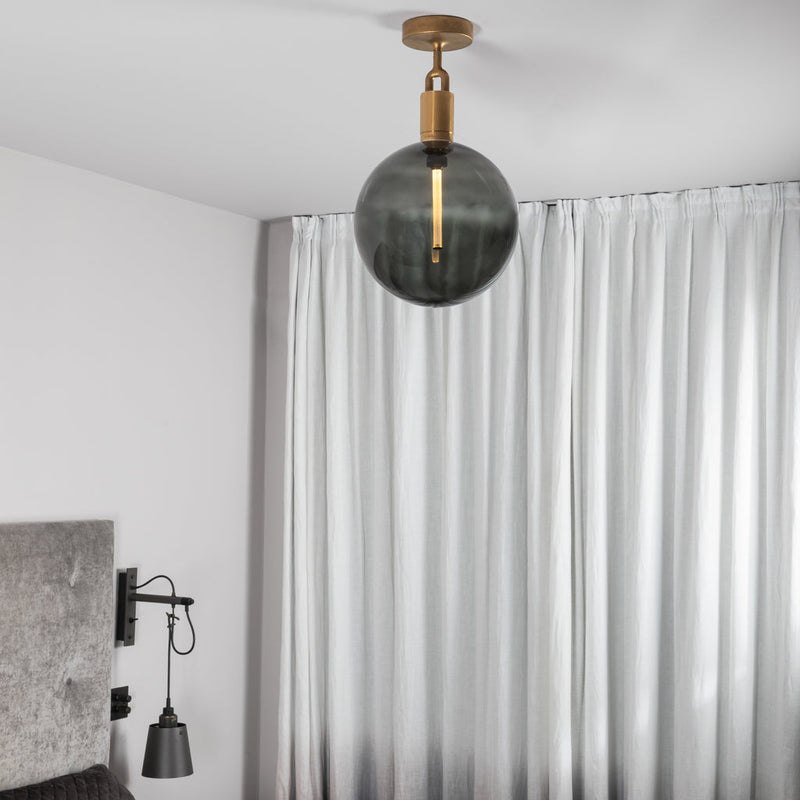 Forked Ceiling / Globe / Smoked / Large / Brass