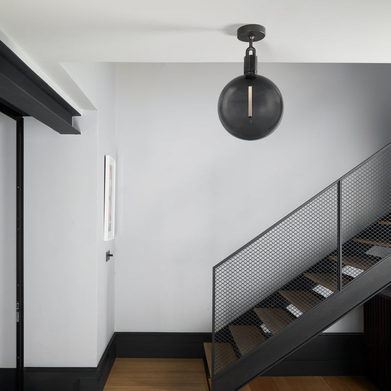 Forked Ceiling / Globe / Smoked / Large / Gun Metal