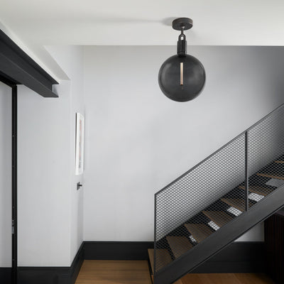 Forked Ceiling / Globe / Smoked / Medium / Gun Metal