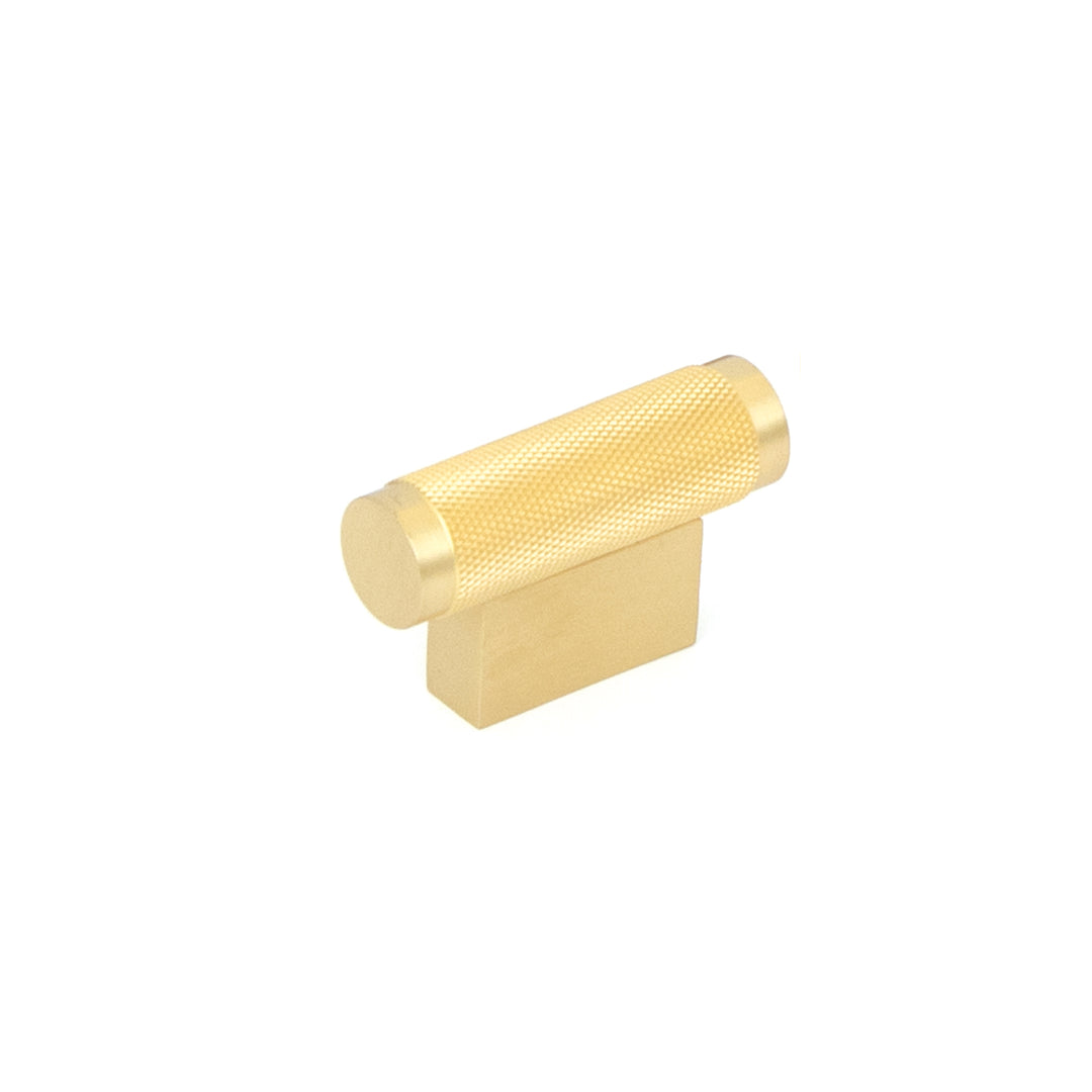 Brighton Solid Brass Knurled T Knob Brushed Satin Brass 50mm