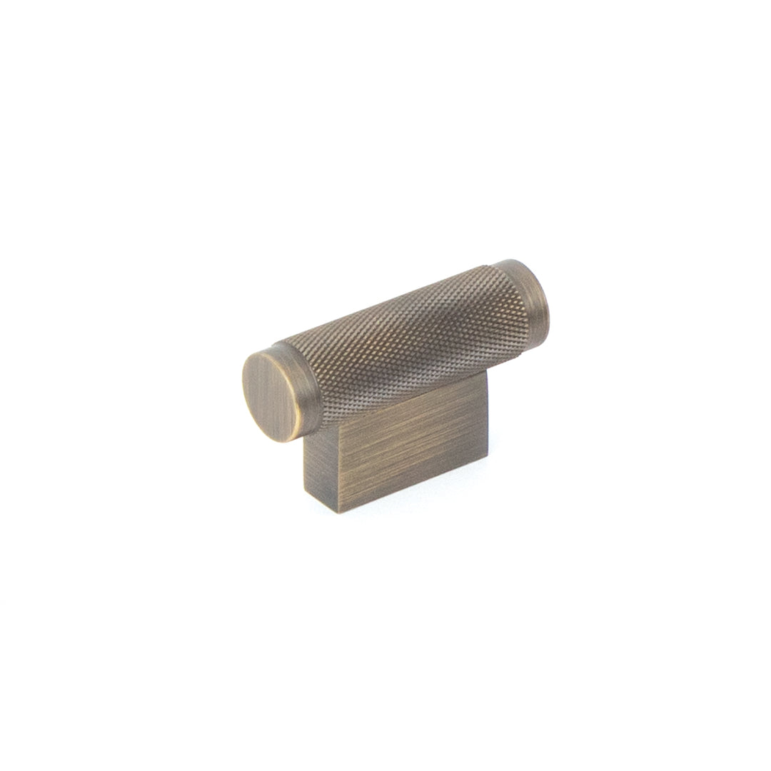 Brighton Solid Brass Knurled T Knob Dark Brushed Brass 50mm
