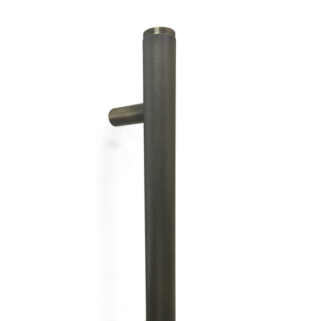 Bellevue Knurled Entry Pull Handle Dark Brushed Brass