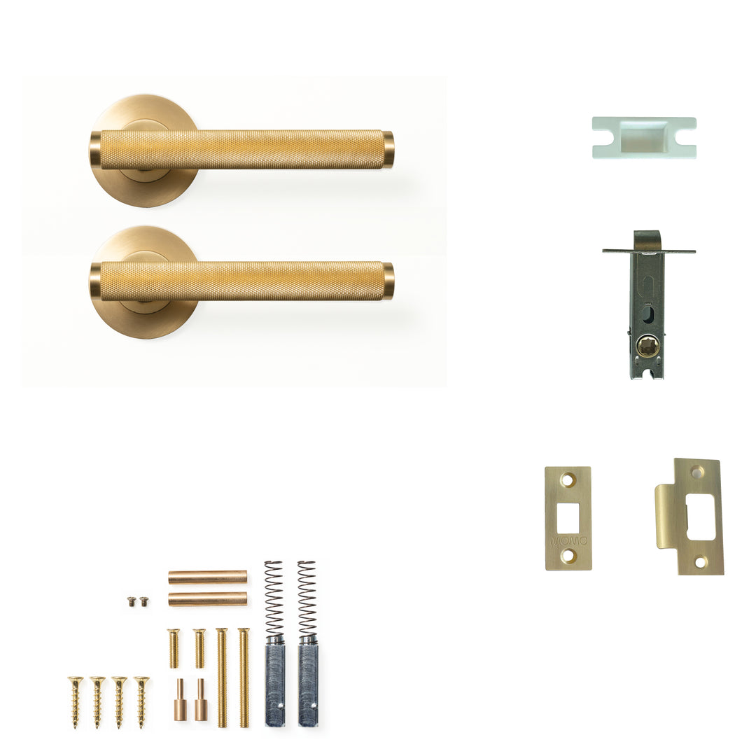 Bellevue Knurled Lever Passage Set Brushed Satin Brass