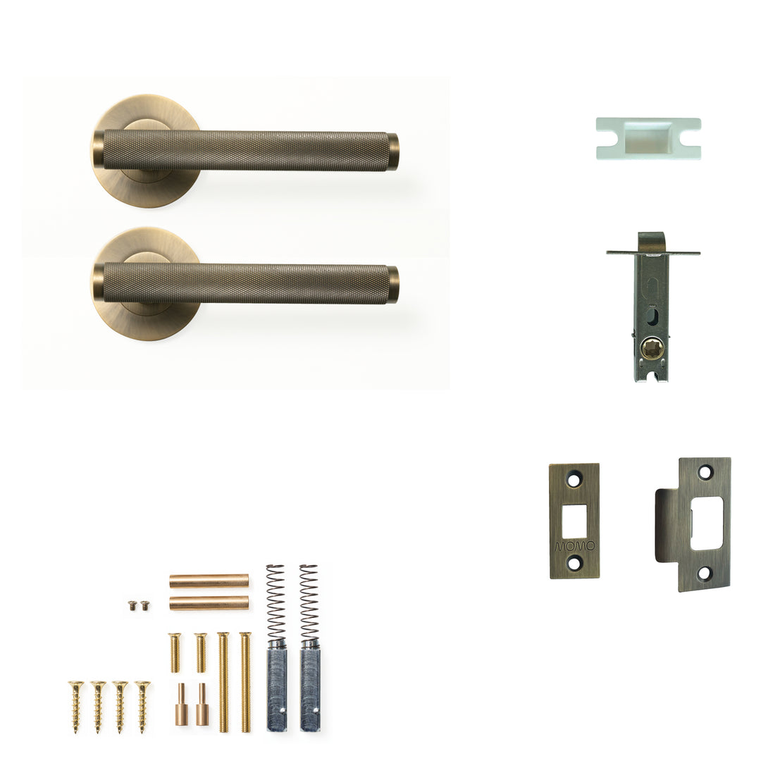 Bellevue Knurled Lever Passage Set Dark Brushed Brass
