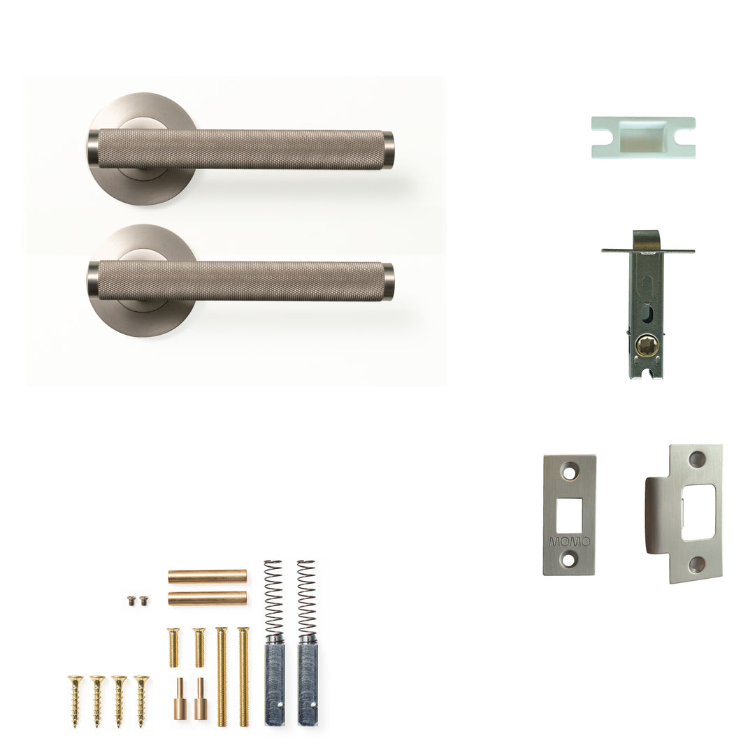 Bellevue Knurled Lever Passage Set Dull Brushed Nickel