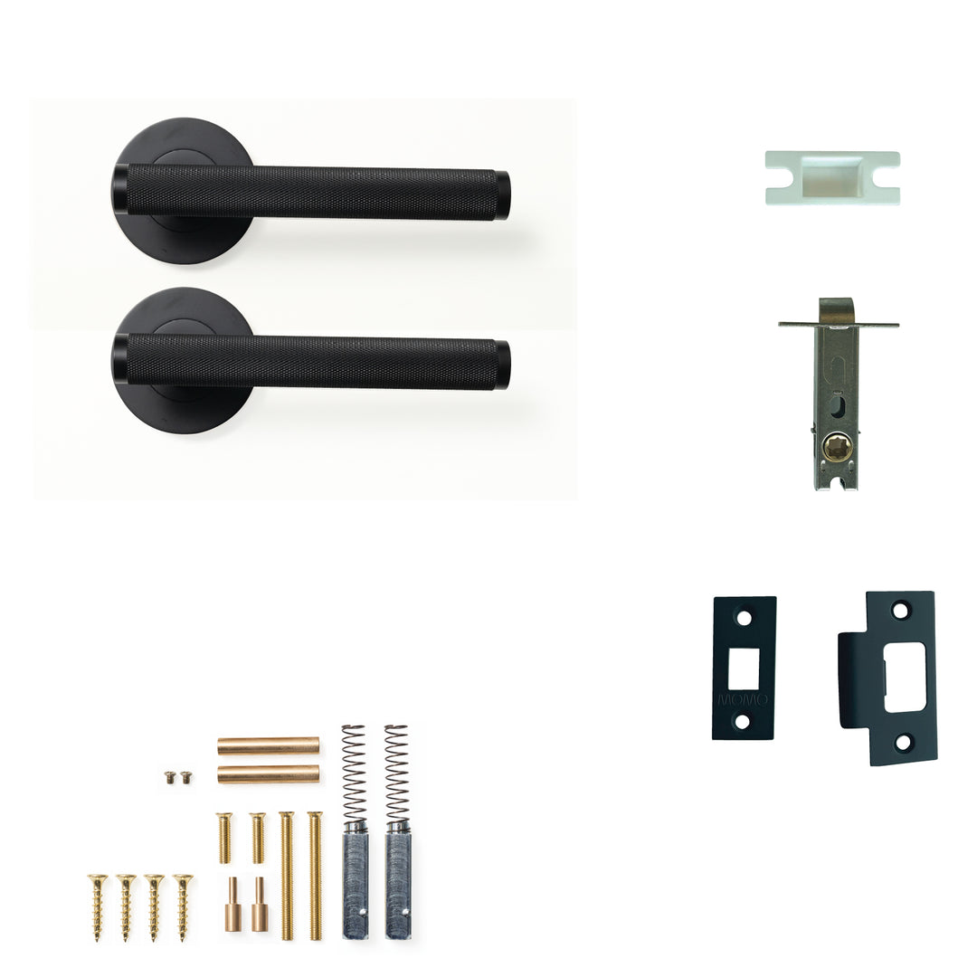 Bellevue Knurled Lever Passage Set Matt Black