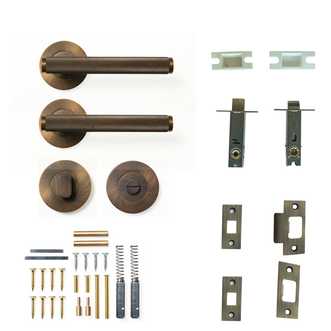 Bellevue Knurled Lever Privacy Set Bronze