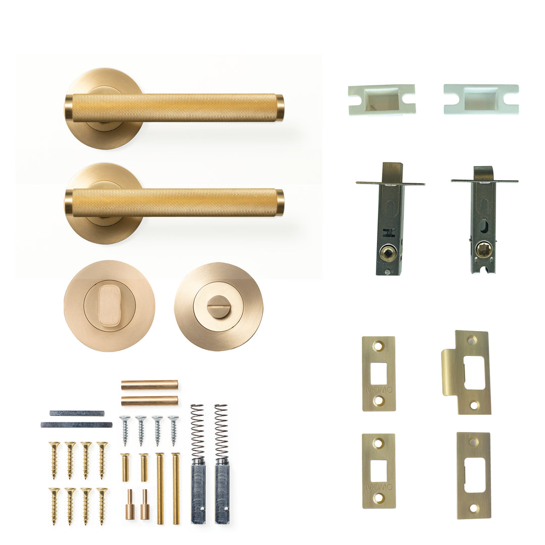 Bellevue Knurled Lever Privacy Set Brushed Satin Brass