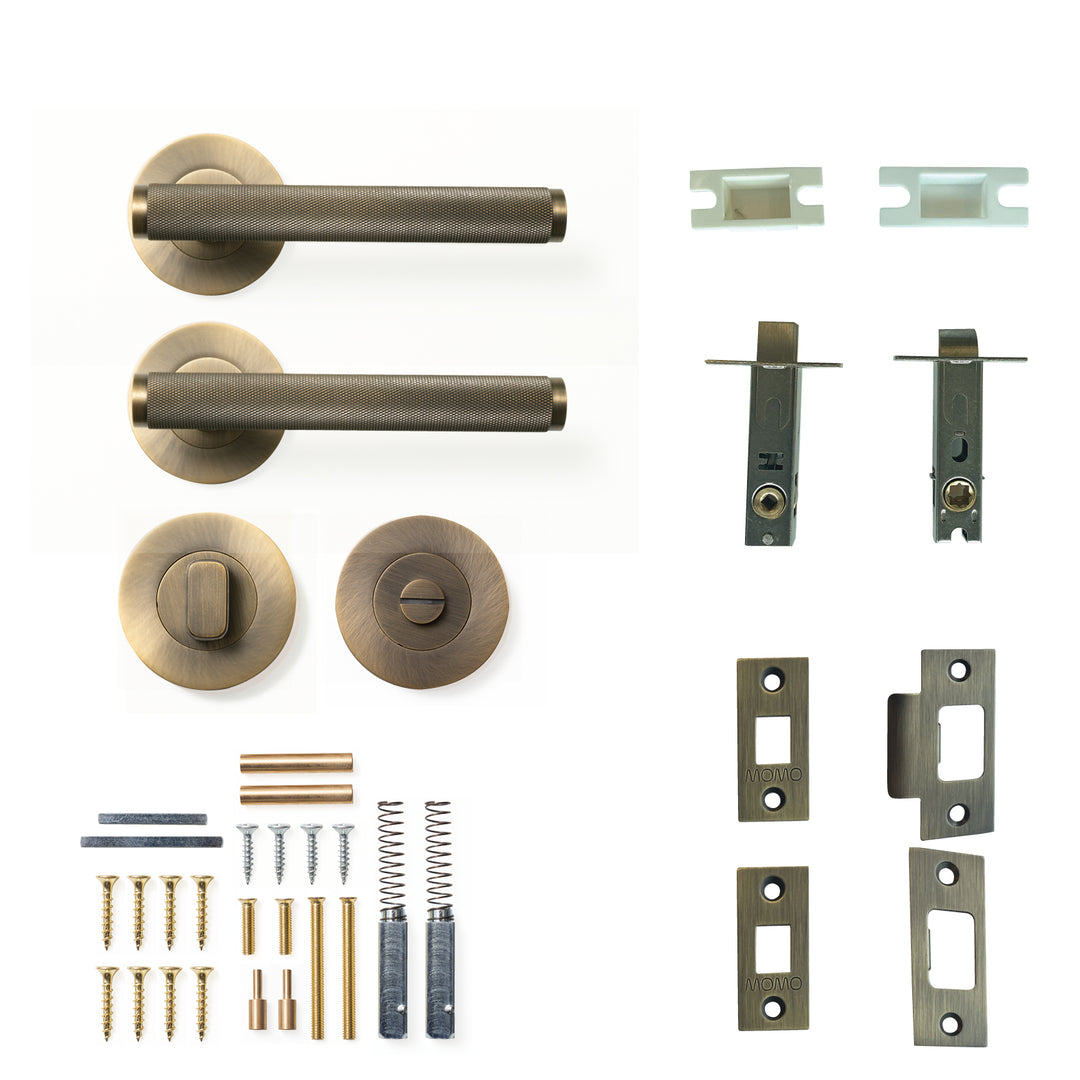 Bellevue Knurled Lever Privacy Set Dark Brushed Brass