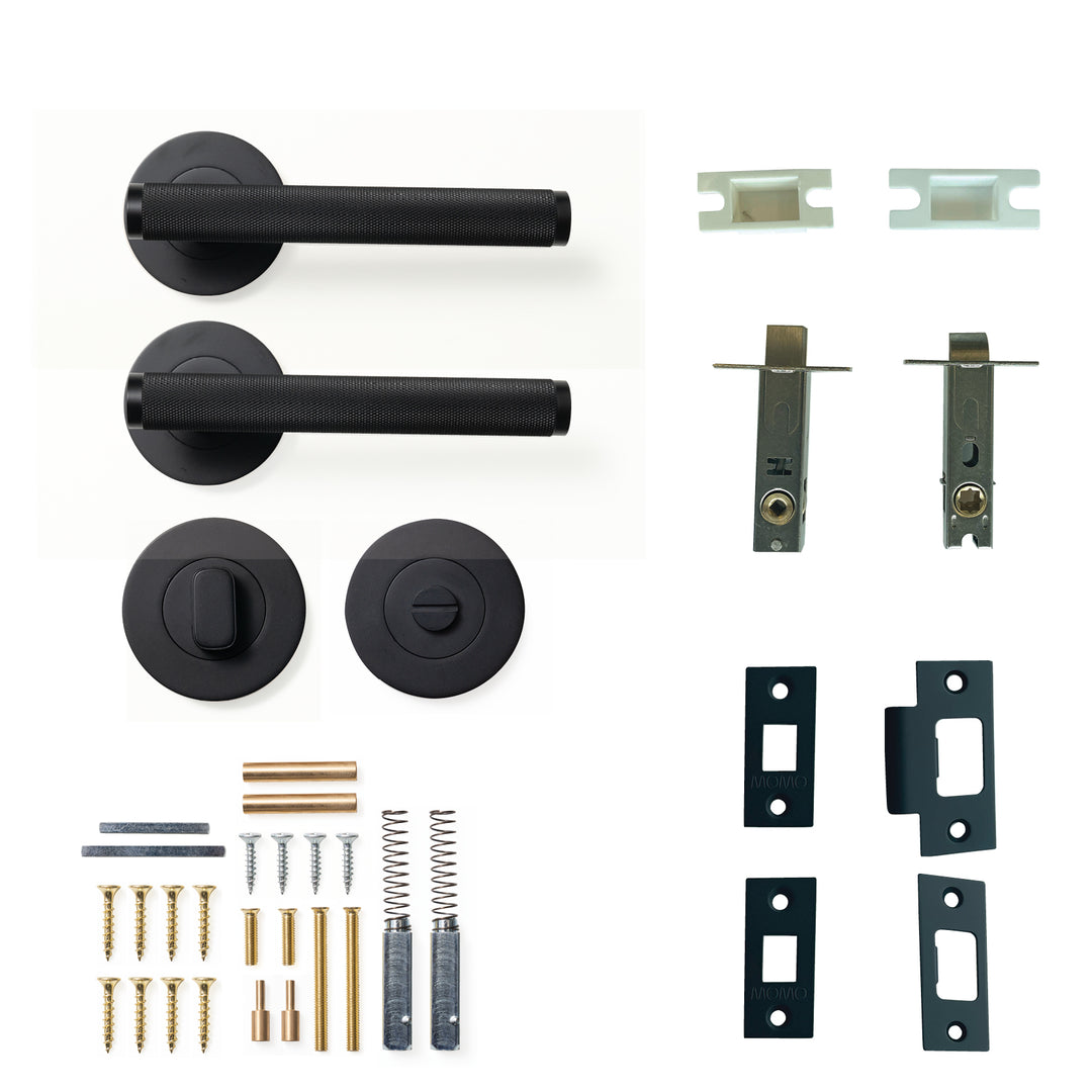 Bellevue Knurled Lever Privacy Set Matt Black