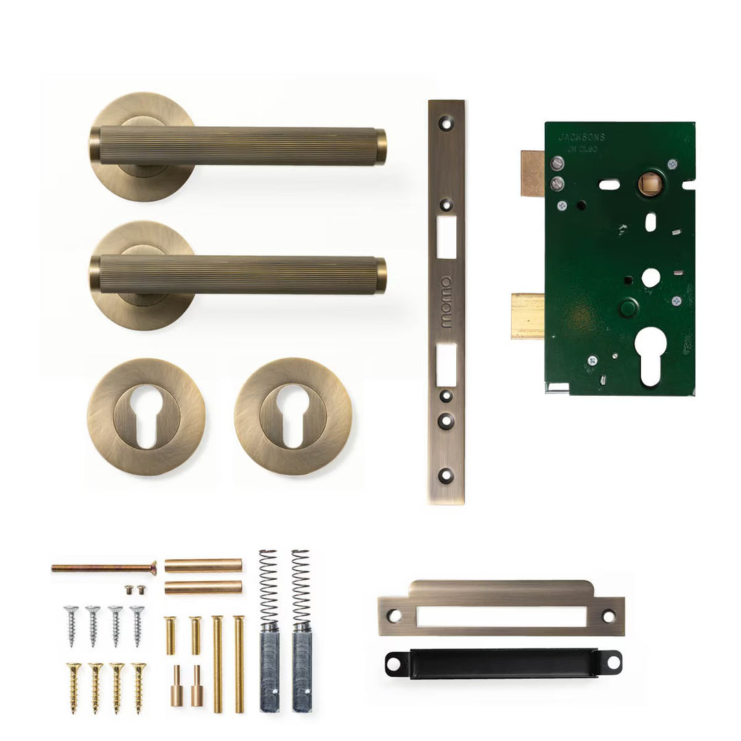 Bellevue Lined Lever Mortice Entrance Set Dark Brushed Brass