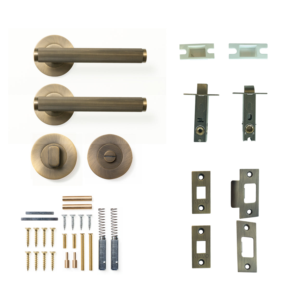 Bellevue Lined Lever Privacy Set Dark Brushed Brass