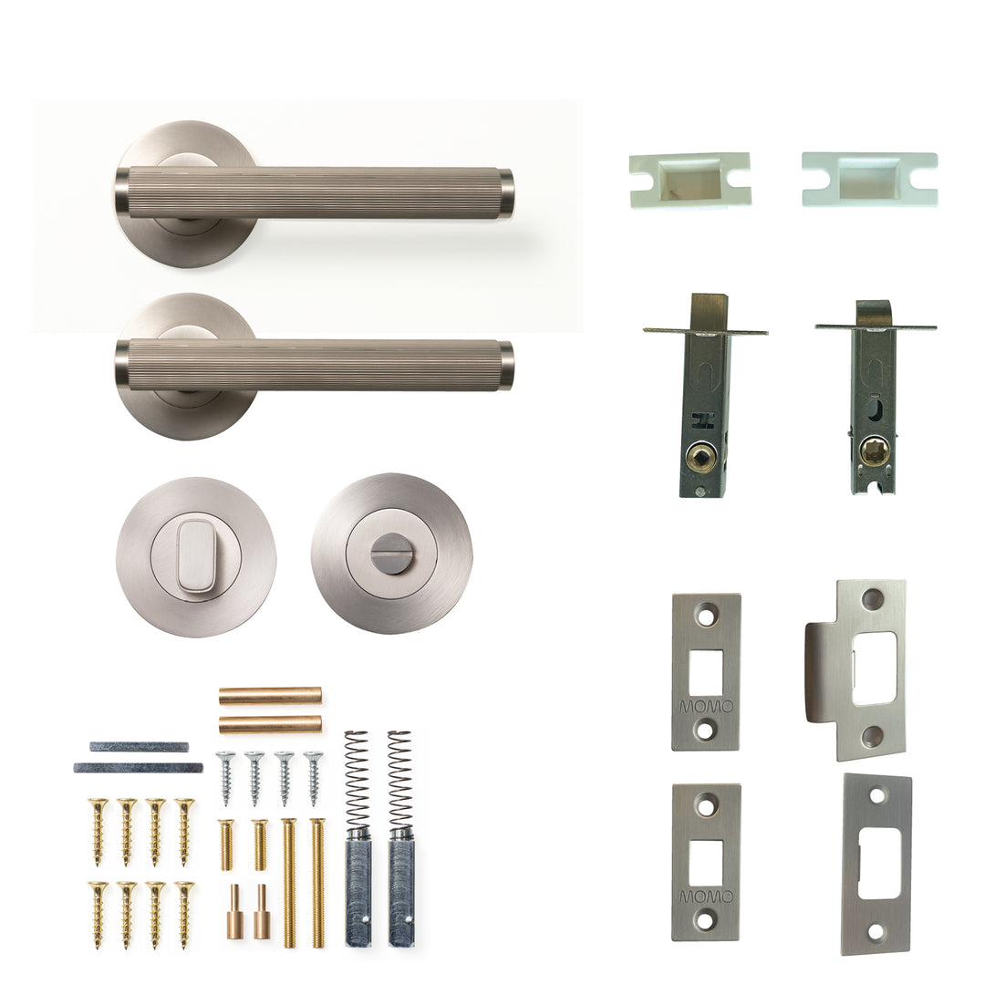 Bellevue Lined Lever Privacy Set Dull Brushed Nickel