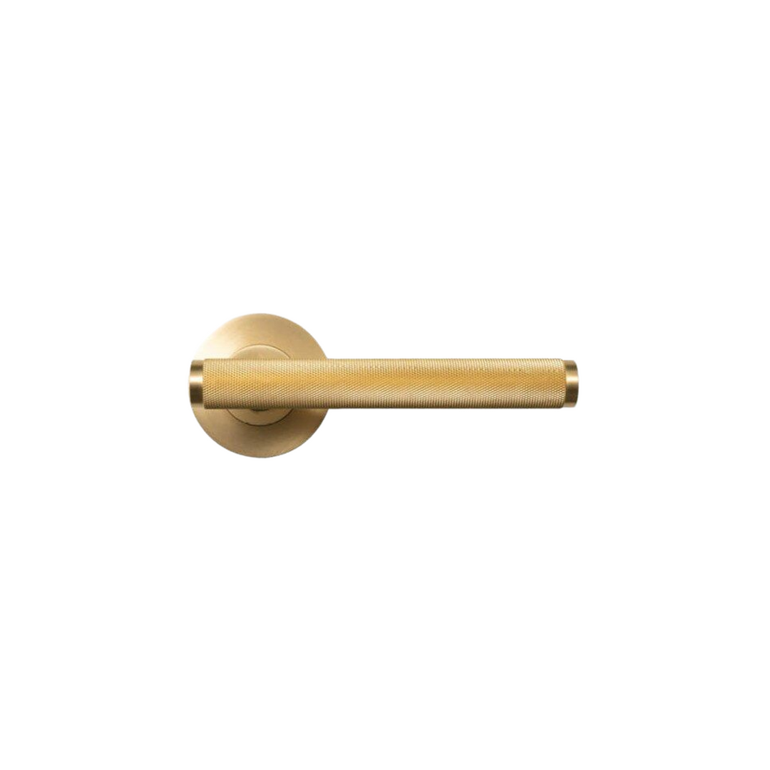 Bellevue Knurled Lever Handle Set Brushed Satin Brass